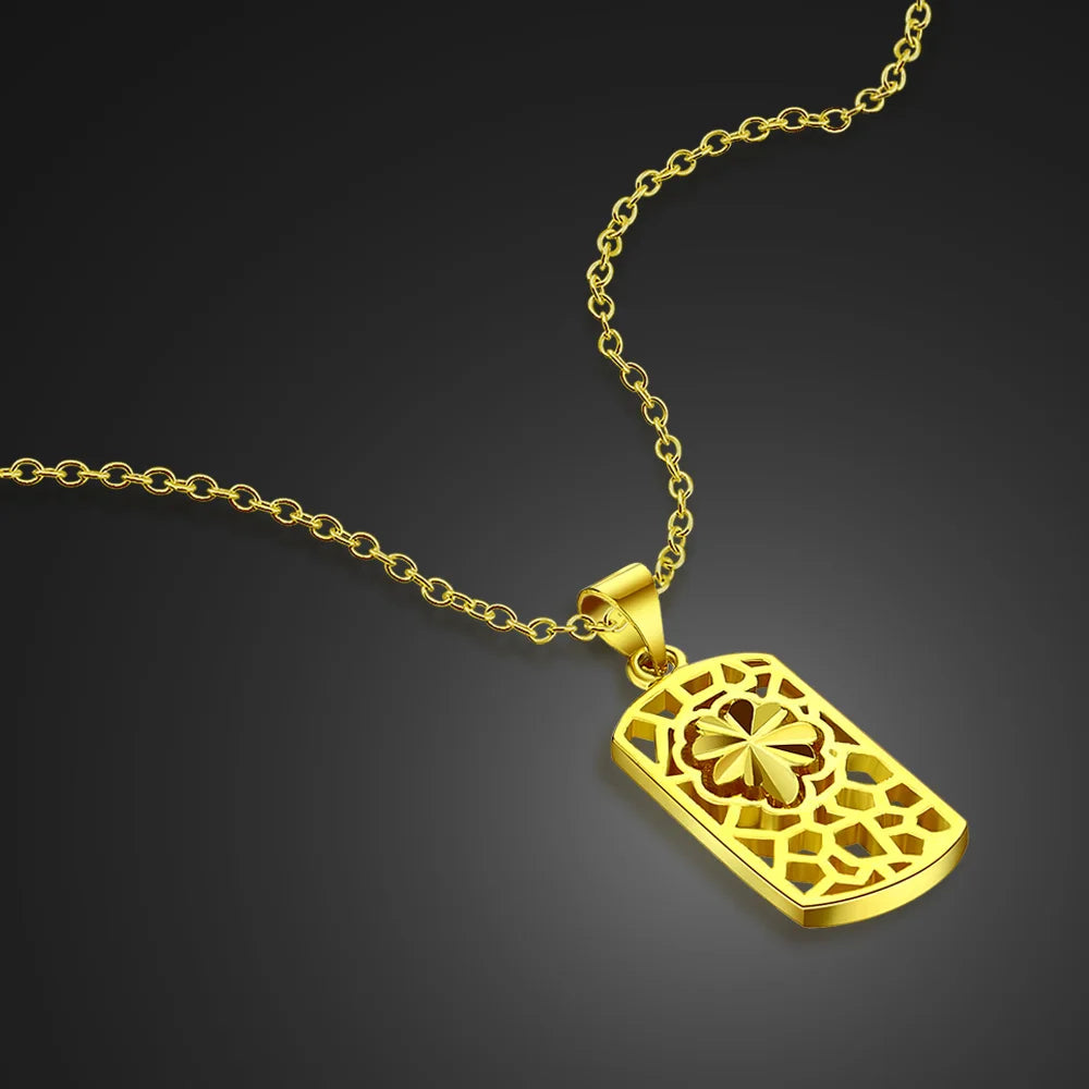 Punk Gold Color Square Card Pendant Necklace Amulet Choker Necklace Women 925 Sterling Silver Clavicle Chain Jewelry